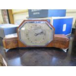 A Elliott walnut cased table timepiece clock, in the Art Deco style, retailed by Bracher & Sydenham,