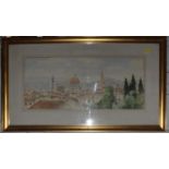20th Century View of Florence watercolour indistinctly signed 22 x 51 cm