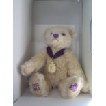 A Steiff Diamond Jubilee teddy bear, with medal and certificate, boxed, 26 cm long