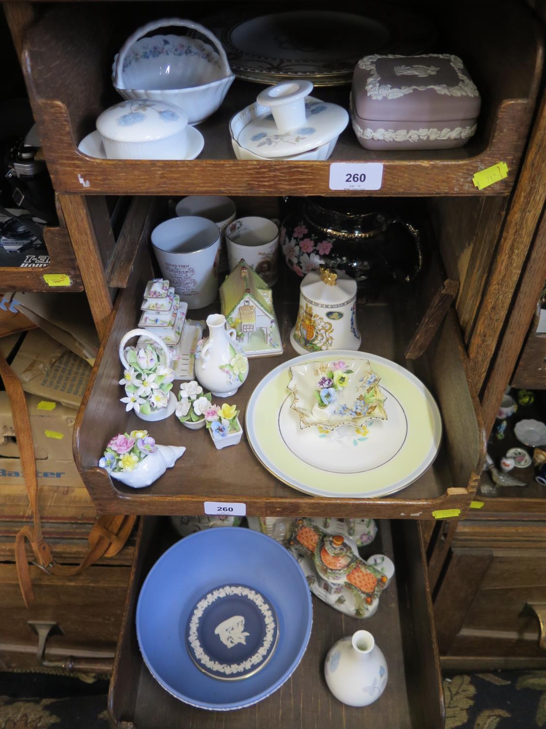 A Victorian cottage pastel burner, six Coalport reproduction pastel burners, Wedgwood Jasperwares,