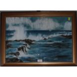 Stevens Coastal Waves oil on canvas signed 60 x 90 cm