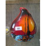 An Anita Harris tear drop shape vase, depicting sailing vessels at sunset, 22 cm high