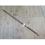 A military silver top swagger stick with malacca cane 56 cm long, London 1921