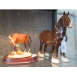 A Beswick figure of a shire horse, 21 cm high, and an Aynsley 'Mastercraft' figure of a horse and