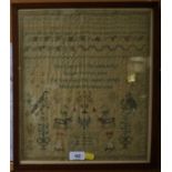 A Victorian woolwork sampler, by Mary Maidwell, Aged 12, September 1878, with four line verse,