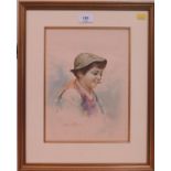 Narciso Scotti 1907-? Young Italian Boy Smoking Watercolour signed 29cm x 21.5cm