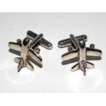 A pair of Tiffany & Co silver aeroplane cufflinks, marked 925, boxed