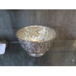 A 19th century Dutch silver bowl on a single foot, marks for 833 standard, 12.5 cm diameter