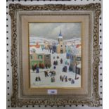 Jean Axatard (b.1931) A winter village scene oil on board signed Xatard 26 x 21 cm