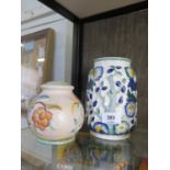 An H.J. Wood Indian tree pattern vase and a squat pattern lamp base decorated with flowers (2)