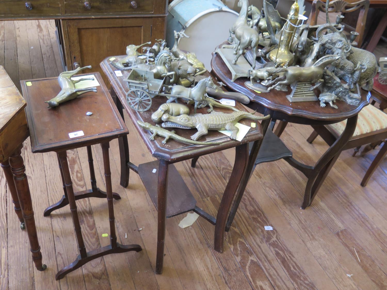 Three window tables, three occasional tables and two chairs, as found (8)