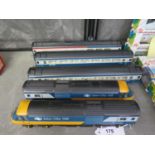 Five piece Hornby Intercity Diesel and coaches OO gauge. Intercity 125 blue and yellow 1979-82,