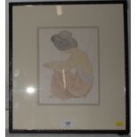 Vitty A Mattus (1914-2014) 'A Geisha Girl Seated' pencil and wash Labelled on the reverse 23 x 18 cm