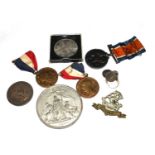World War I British War medal, awarded to 202993 Pte H. Banks The Royal West Kent Regiment, a cap