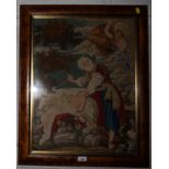 A Victorian woolwork panel depicting Abraham sacrificing Isaac, 60 x 46 cm in a later frame