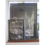 A. Arnell Sailing vessels displayed in barns - a pair charcoal signed and dated '79 51 x 37 cm and a