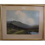 R.D. Sherrin Dartmoor Landscape gouache Signed 38cm x 52cm