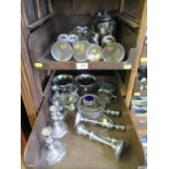 A collection of silver plate to include six goblets and a teapot (two trays)