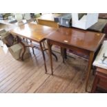 An Edwardian inlaid rosewood side table, the rectangular top with floral inlay over shaped legs