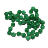 A string of jade beads, doubts have been expressed over the authenticity of the jade, sold as seen.