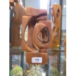 Brian Willshire Abstract interlocking wood sculpture, signed and dated 1988 on the base, 21.5 cm