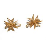 A pair of 18 carat gold earrings in the shape of miniature Maltese crosses