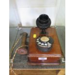 A G.P.O. mahogany cased No.55 wall telephone