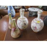 A Pair of Winton blush ware vases, with floral printed decoration, 21 cm high, and a pair of