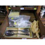 A cased set of cutlery to include dessert knives, forks, spoons and teaspoons, together with a small