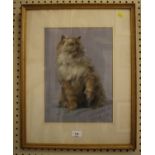 J Hallett study of a cat pastel and charcoal signed 36 x 26 cm