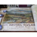 An LNER railway poster of the Western Highlands, after S.J. Lamorna Birch (with large tear through