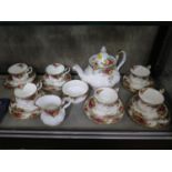 A Royal Albert Old Country Roses pattern tea service, with six cups, saucers and plates, teapot,