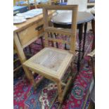 A set of six 19th century French ash ladderback dining chairs with rush seats, on turned legs and