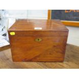 A Victorian mahogany stationery box, the sloping lid enclosing a fitted interior, 31 x 18.5 x 24 cm