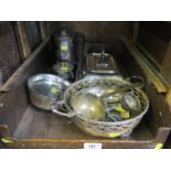 A collection of silver plate. including hot water pot, tureen and cover, and other bowls