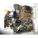 Three bags of miscellaneous costume jewellery