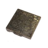 A ladies white metal compact, possibly silver