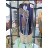 An Okra Glass cylindrical lustre vase by Richard P. Golding, in blue with stylised floral design, 33