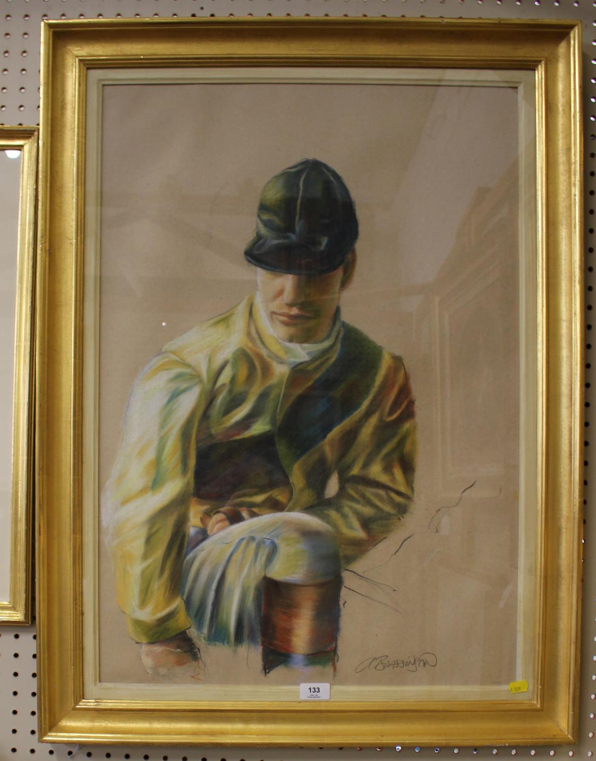 Alan Brassington (b.1959) Study of a jockey pastel and pencil signed 78 x 54 cm