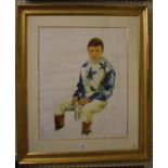 Alan Brassington (b.1959) Jockey on the scales watercolour and pencil signed 60 x 47 cm