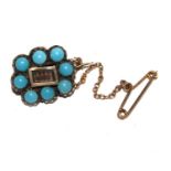 A small turquoise and hair brooch, 19th century