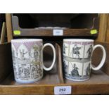 Two Wedgwood mugs commemorating Gilbert and Sullivan operas and William Shakespeare