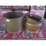 Two brass coal buckets