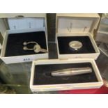 A silver Links of London Concorde pill box and key ring, and a silver plated Concorde corkscrew, all