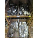 A large collection of EPNS knives, forks and spoons