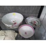 A Chinese famille rose plate, with cherry blossom and chrysanthemums in a floral border, unmarked,
