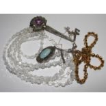 A silver kilt brooch and a small collection of costume jewellery