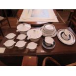 A Royal Tuscan Cascade pattern part dinner service, including soup bowls, serving plate and two