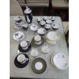 A Royal Albert Night & Day part coffee service, including six cups, saucers and plates, Susie Cooper