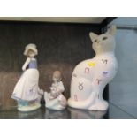 ##WITHDRAWN## A Lladro figure of a girl with a cat and dog, 14 cm high